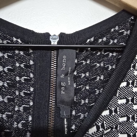 RAG & BONE Datia Combo Knit Sheath Dress Form Fitting Stretch Full Zip LARGE - Picture 4 of 10